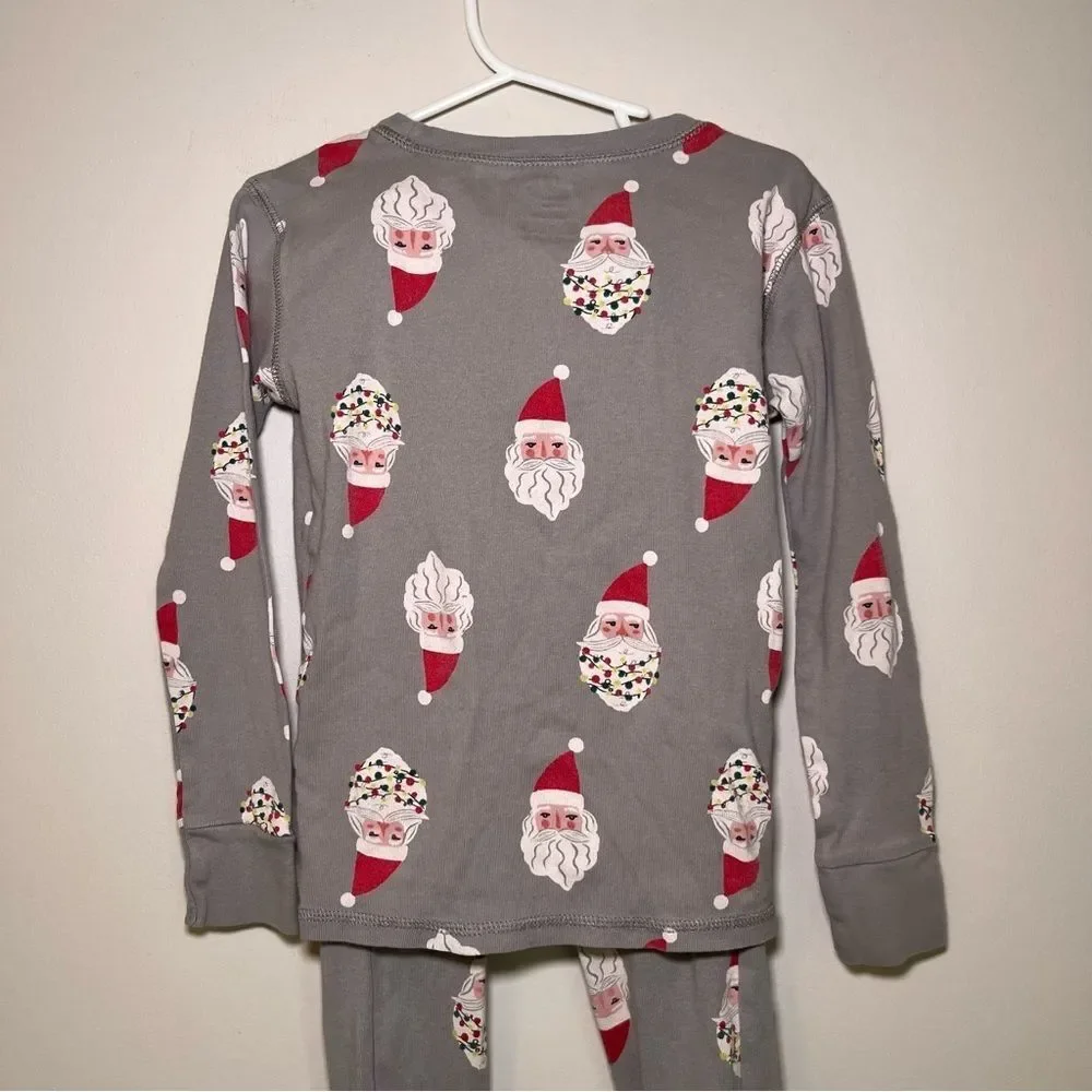 Old Navy Santa Pajama Set Kids Gray Holiday Christmas Sleepwear Size Small 6